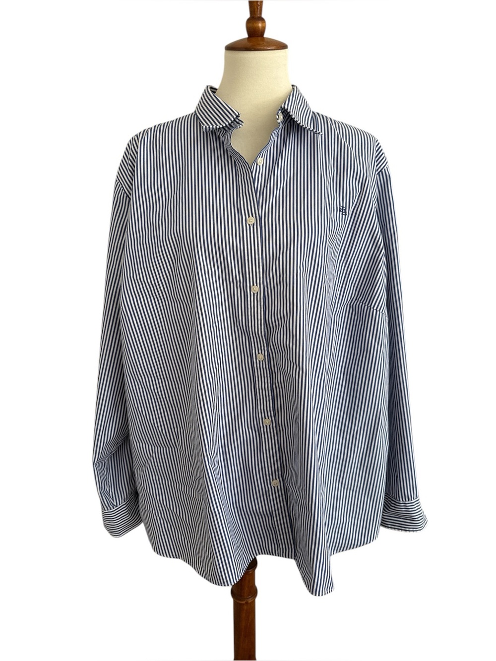 Lauren Ralph Lauren Women's Plus Size 3X Striped Non-Iron Button-Down Shirt